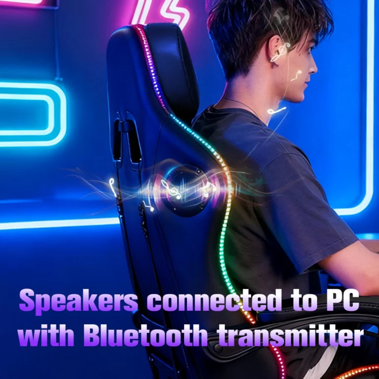 Gaming Καρέκλα Μαύρη Με Led Φωτισμό, Ηχεία, Μασάζ Και Bluetooth