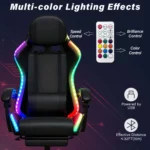 Gaming Καρέκλα Μαύρη Με Led Φωτισμό, Ηχεία, Μασάζ Και Bluetooth