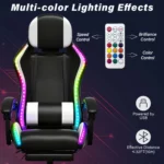Gaming Καρέκλα Μαύρη/Άσπρη Με Led Φωτισμό, Ηχεία, Μασάζ Και Bluetooth