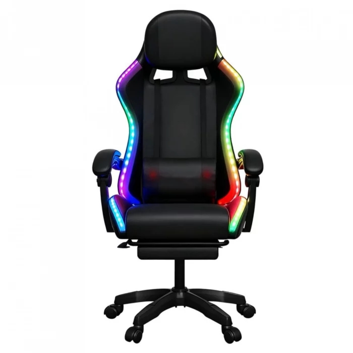 Gaming Καρέκλα Μαύρη Με Led Φωτισμό, Ηχεία, Μασάζ Και Bluetooth