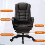 Εργονομική Καρέκλα Γραφείου με Massage & Υποπόδιο – Δερμάτινη PU Ανακλινόμενη, Μαύρη